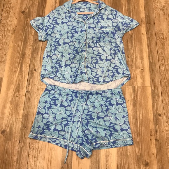 Lauren James floral blue white PJ sleepwear set sz XL - Picture 7 of 8